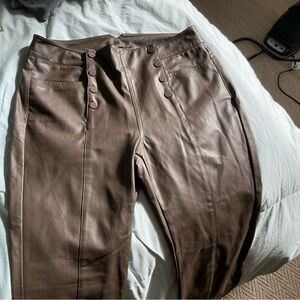 J McLaughlin Faux brown leather pants, size 10